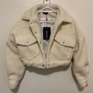 Cream Cropped Trucker Jacket
